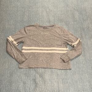 Champion Gray with White Stripes Long Sleeve Shirt